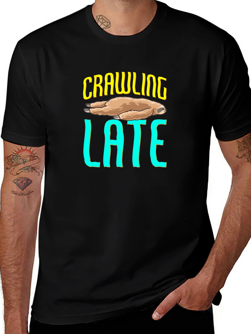 Crawling Late Sloth Graphic T-Shirt
