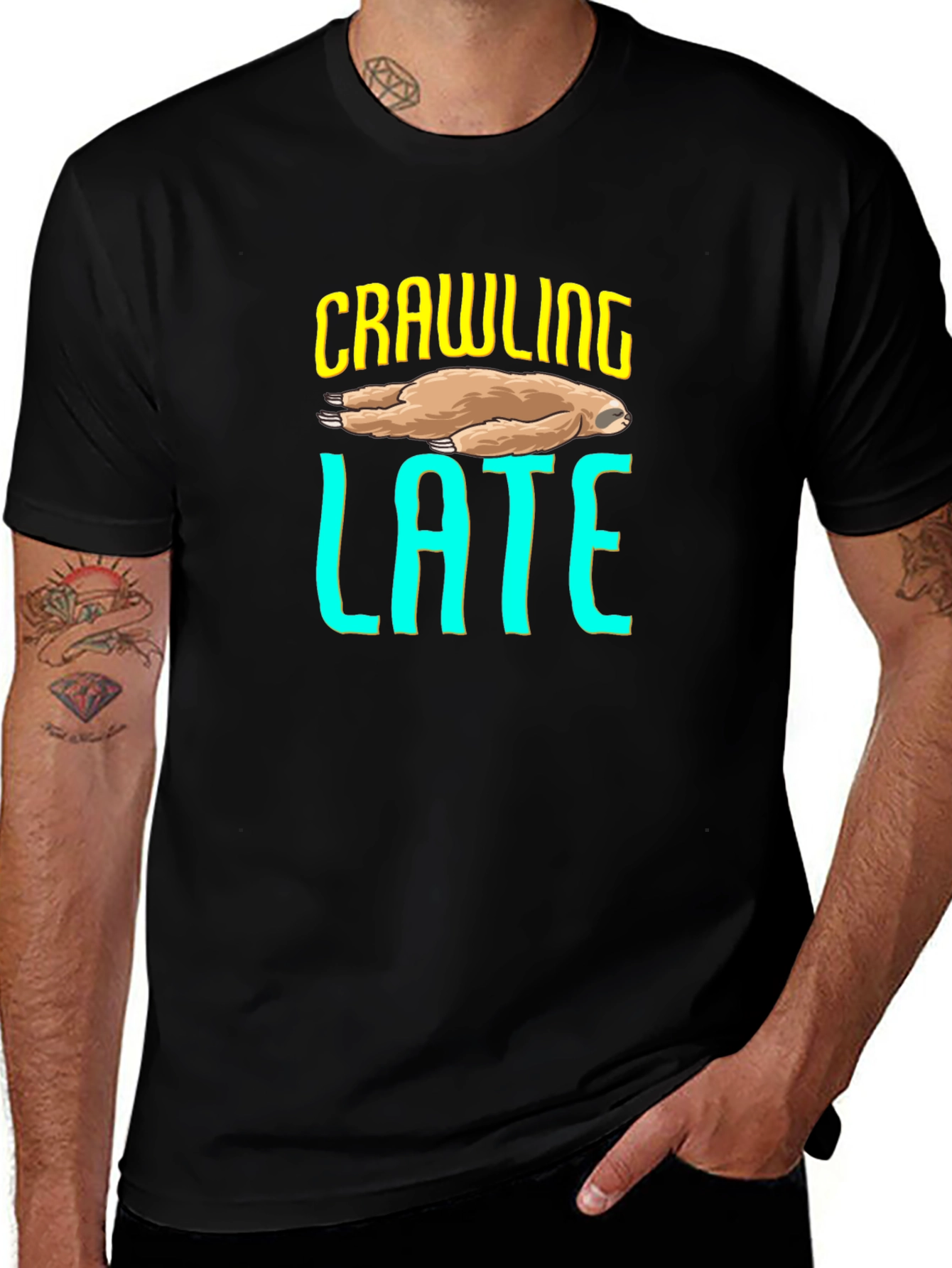 Crawling Late Sloth Graphic T-Shirt
