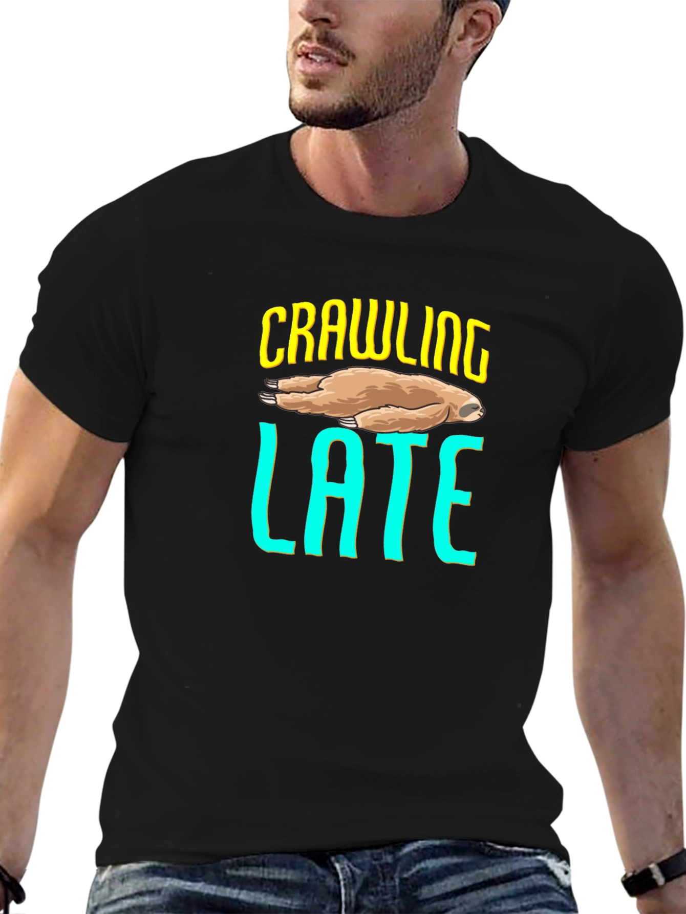 Crawling Late Sloth Graphic T-Shirt