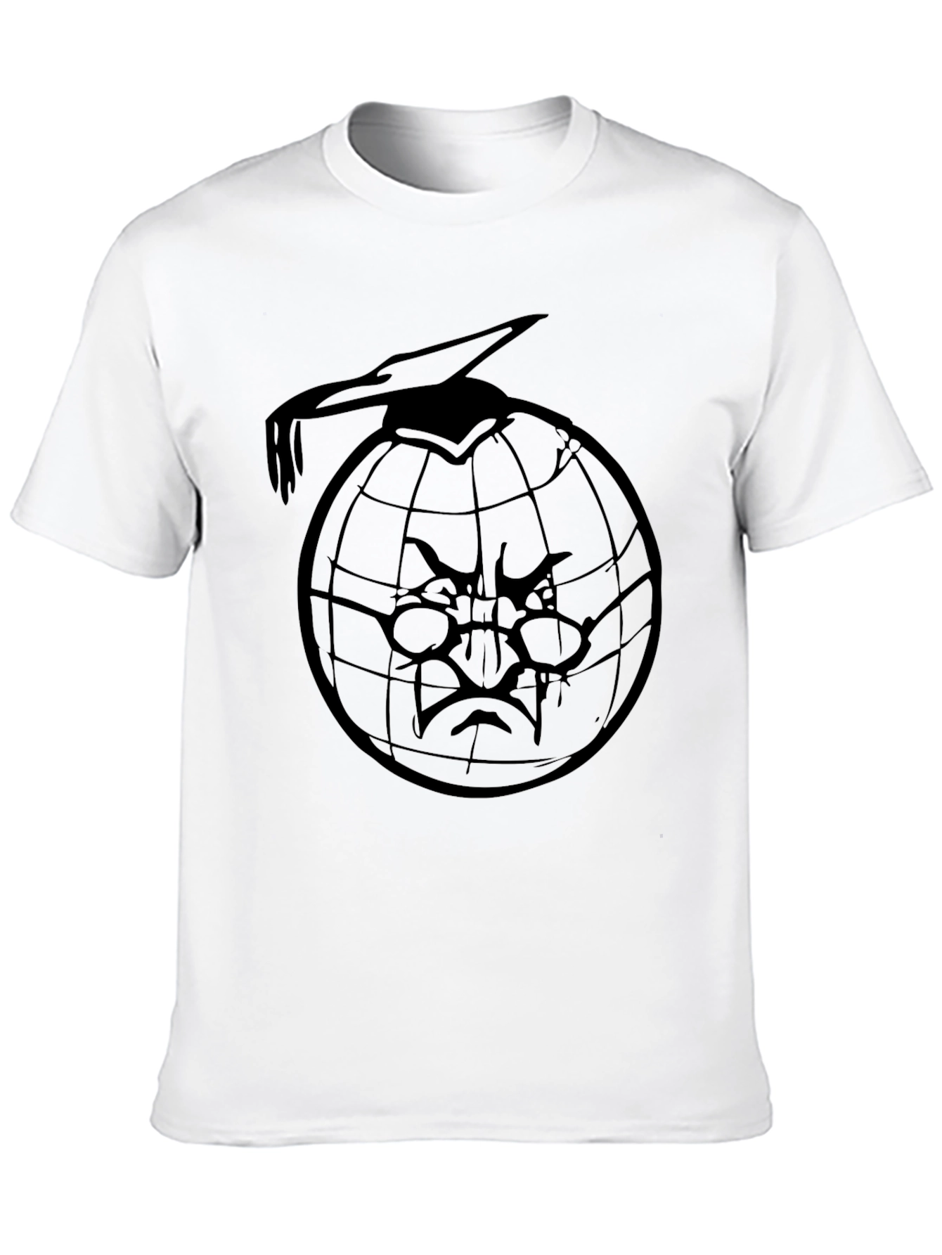 Black T-Shirt with Globe Design