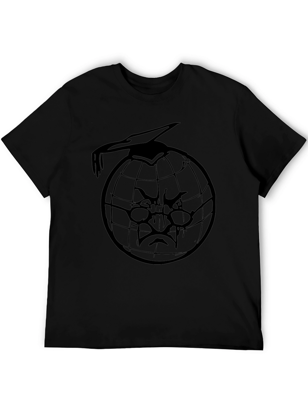 Black T-Shirt with Globe Design