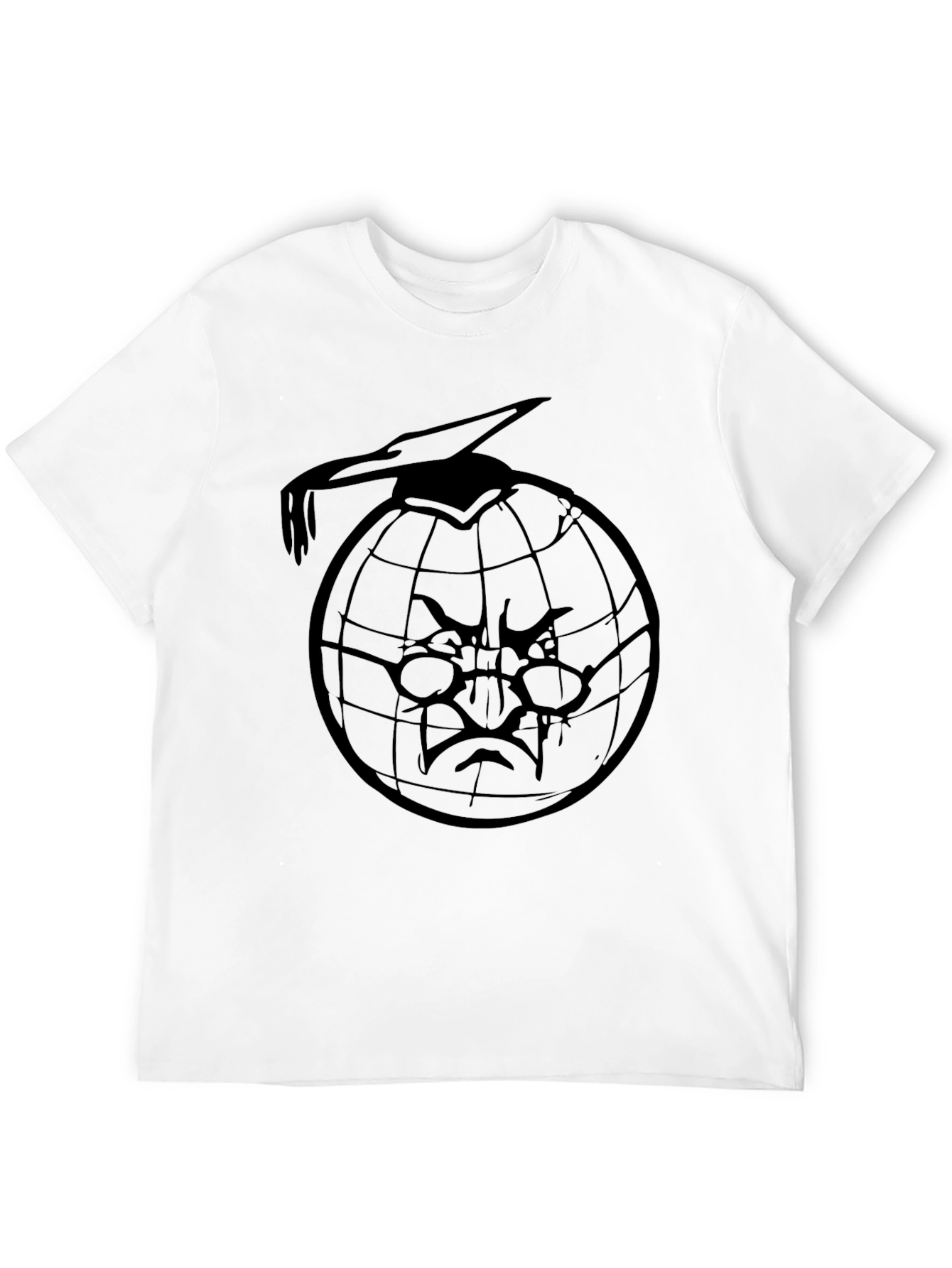Black T-Shirt with Globe Design