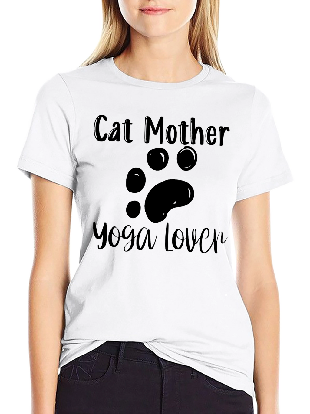 Cat Mother Yoga Lover Black T-Shirt