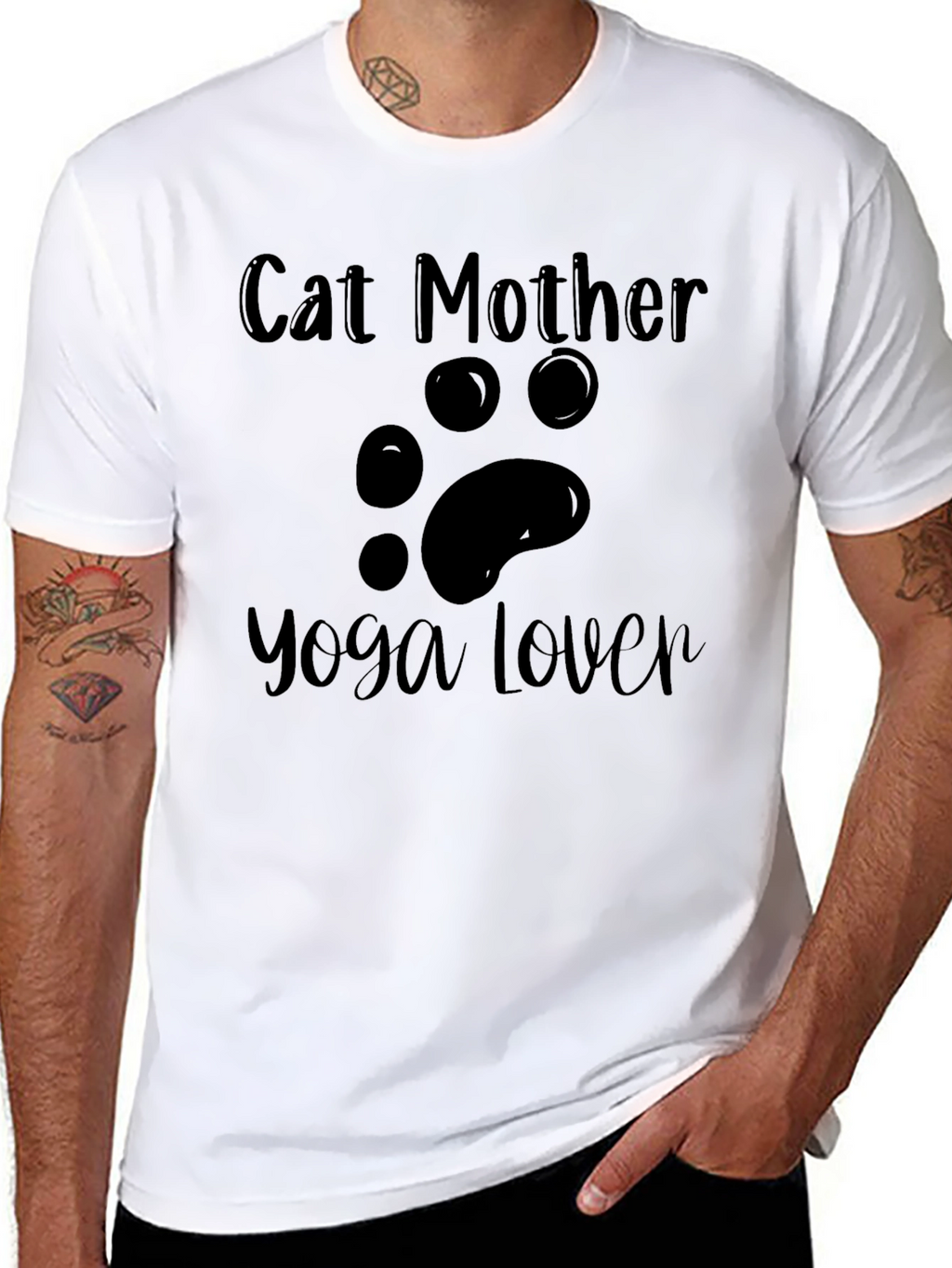 Cat Mother Yoga Lover Black T-Shirt