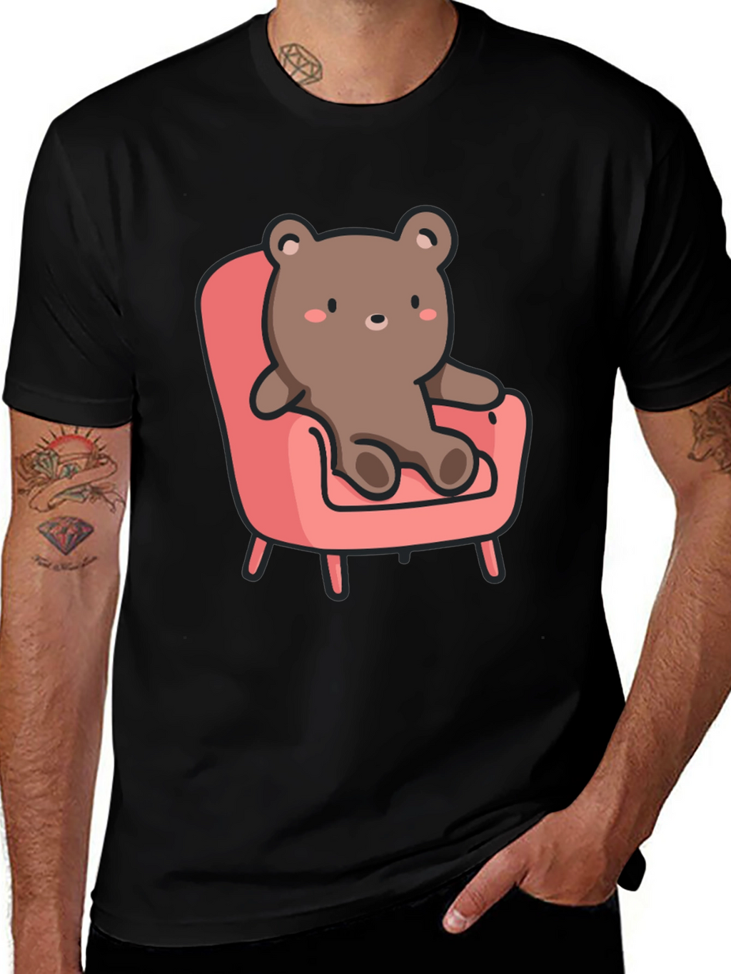 Cute Bear on Chair Graphic T-Shirt