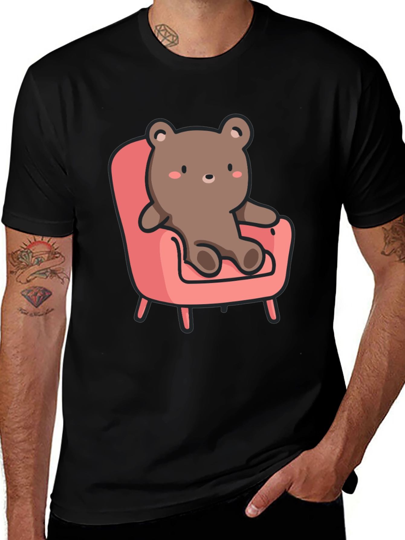 Cute Bear on Chair Graphic T-Shirt