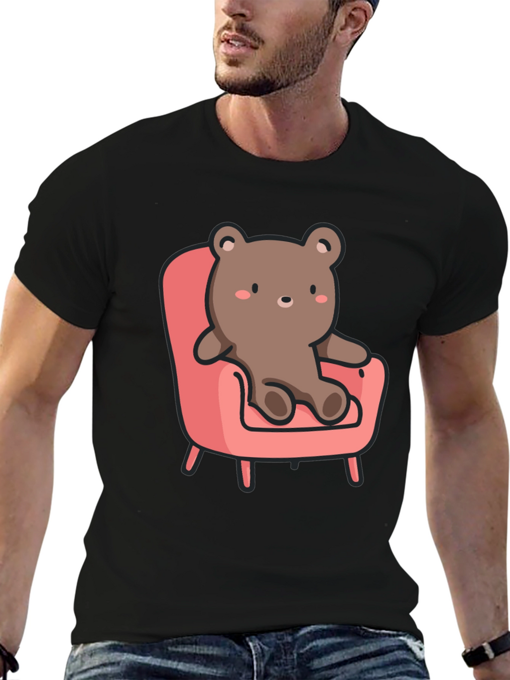 Cute Bear on Chair Graphic T-Shirt