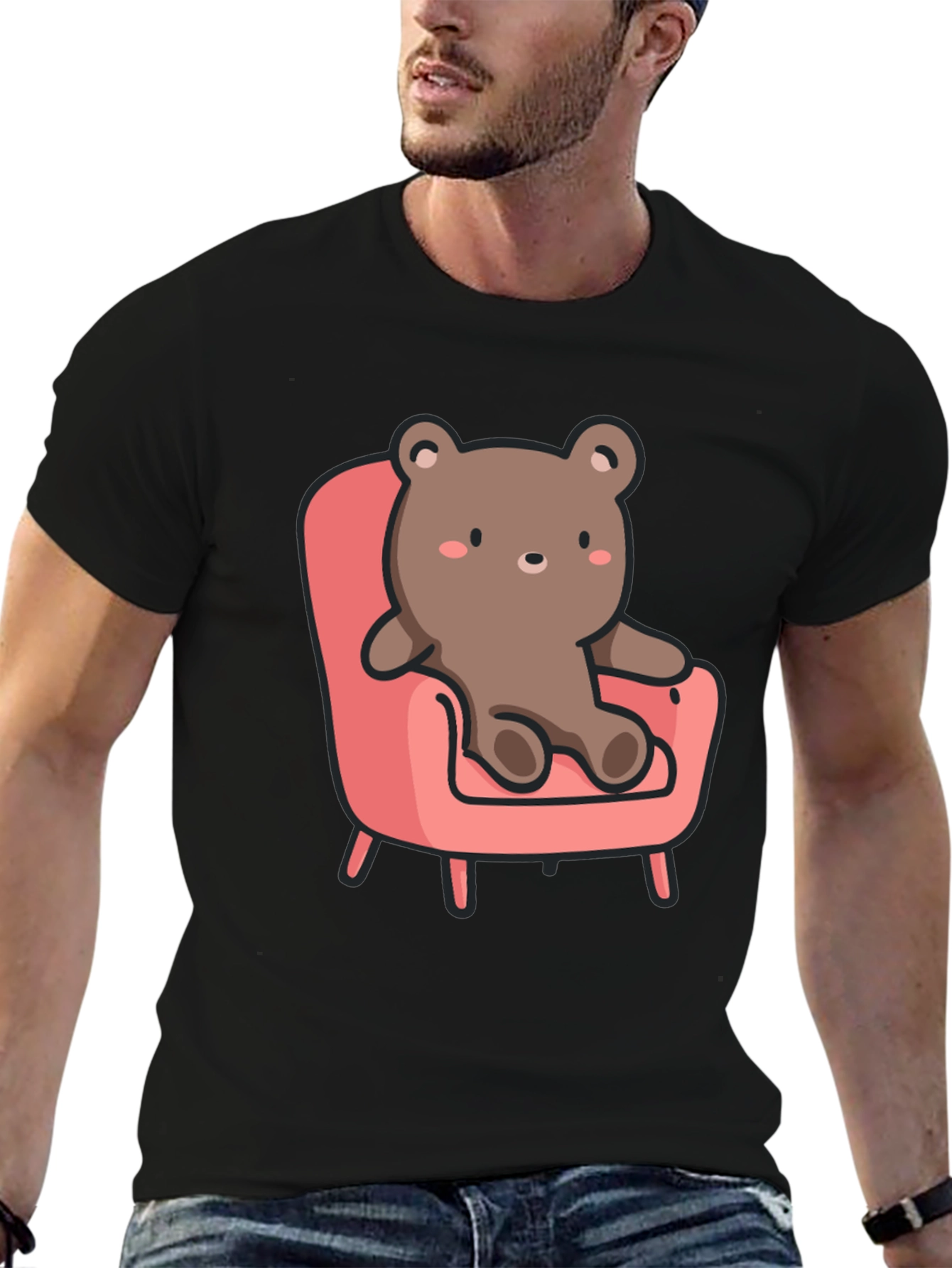 Cute Bear on Chair Graphic T-Shirt
