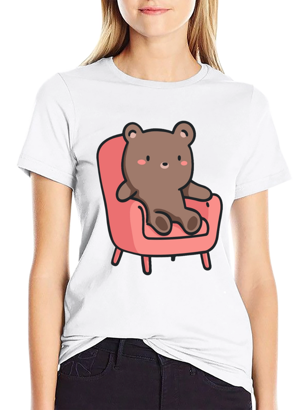 Cute Bear on Chair Graphic T-Shirt