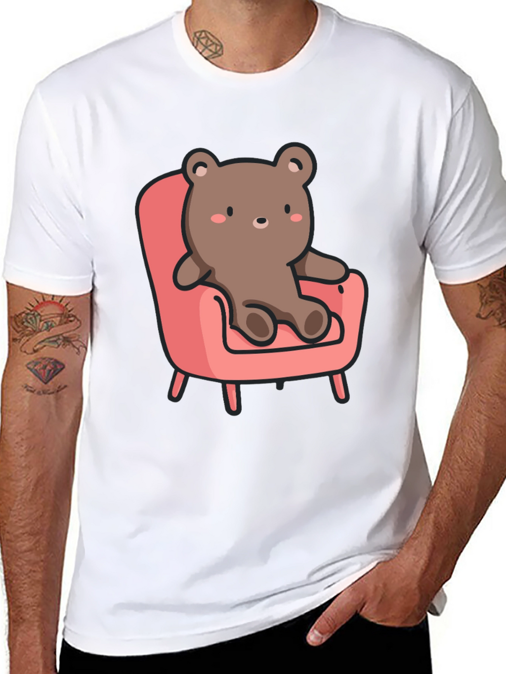 Cute Bear on Chair Graphic T-Shirt