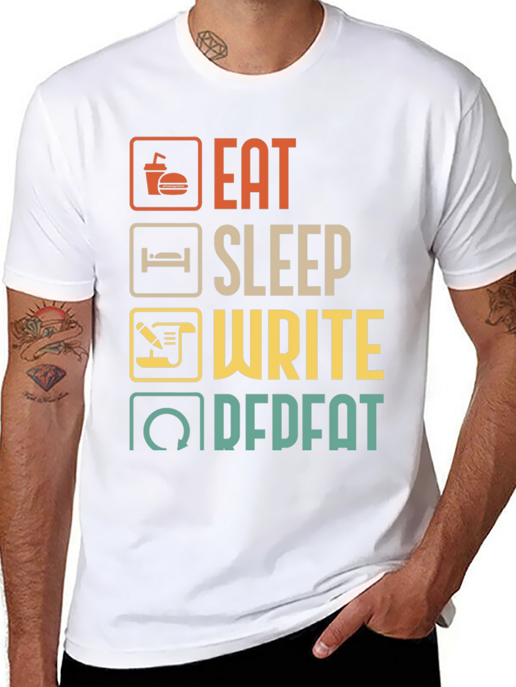 Eat Sleep Write Repeat Black T-Shirt