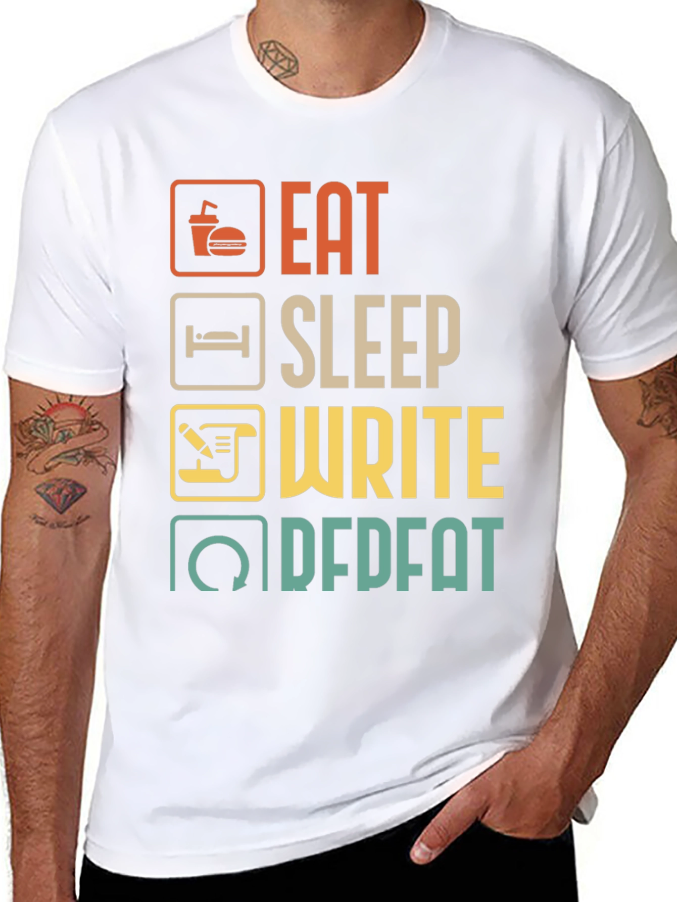 Eat Sleep Write Repeat Black T-Shirt