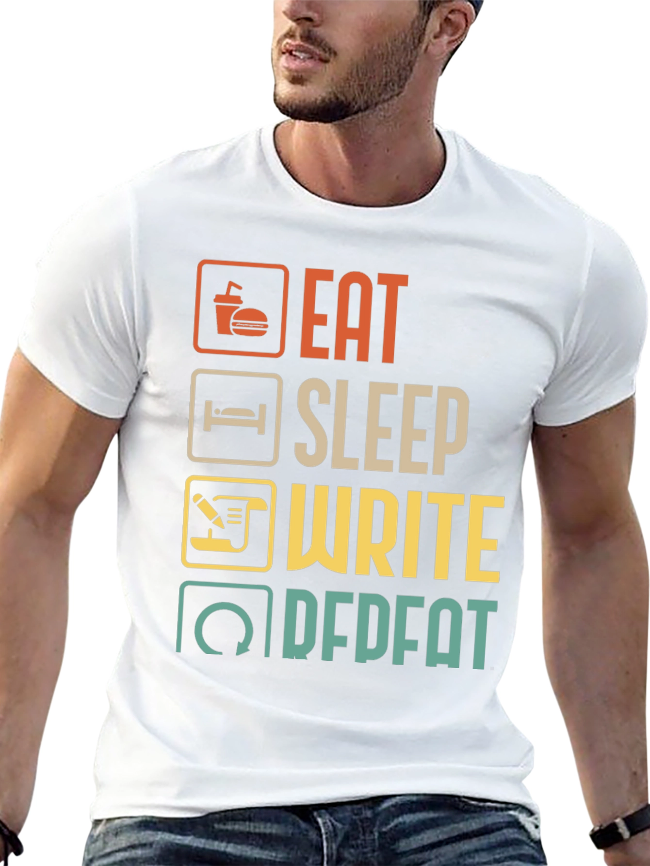Eat Sleep Write Repeat Black T-Shirt