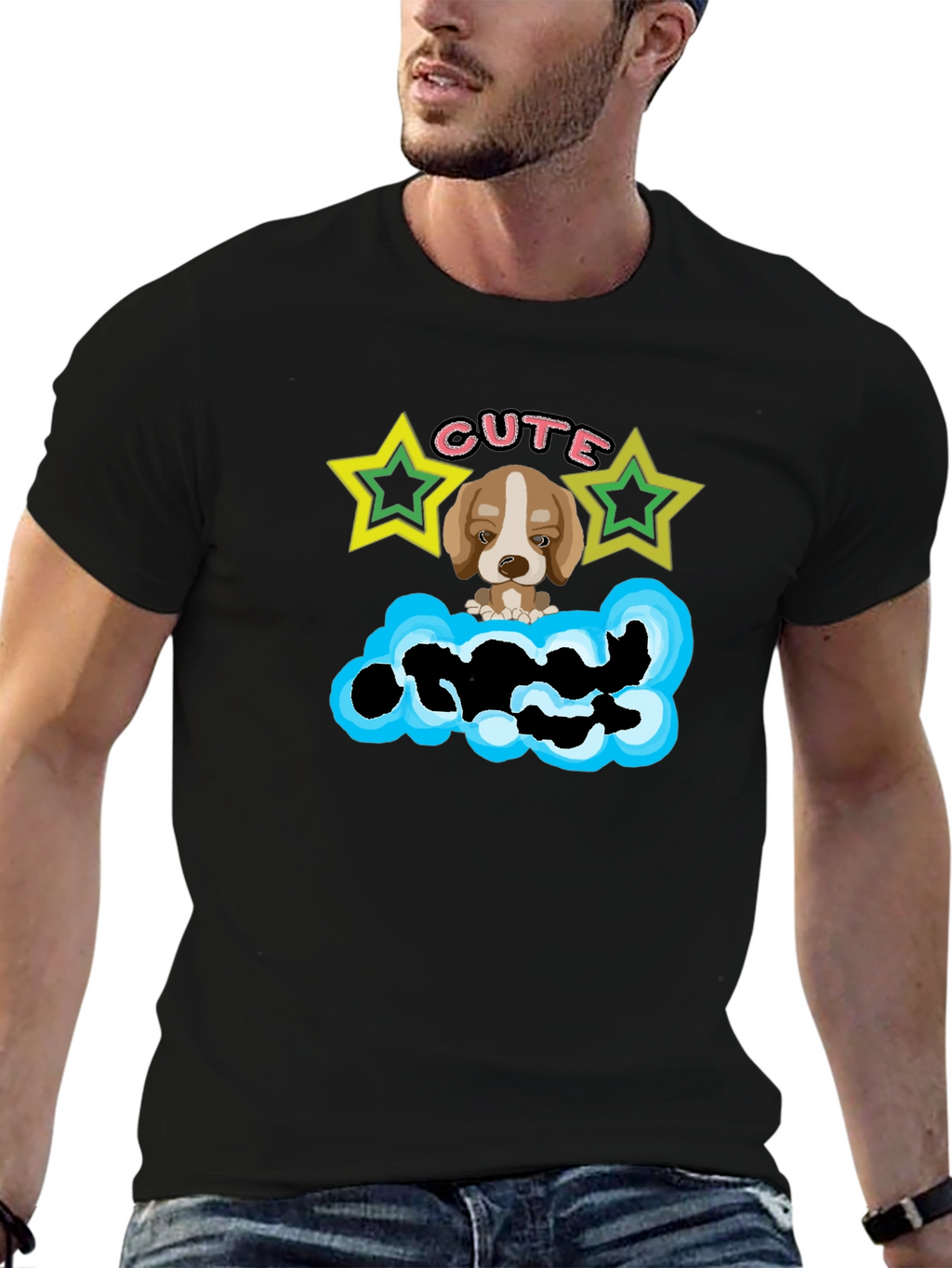 Cute Puppy Graphic T-Shirt - Cloud Design