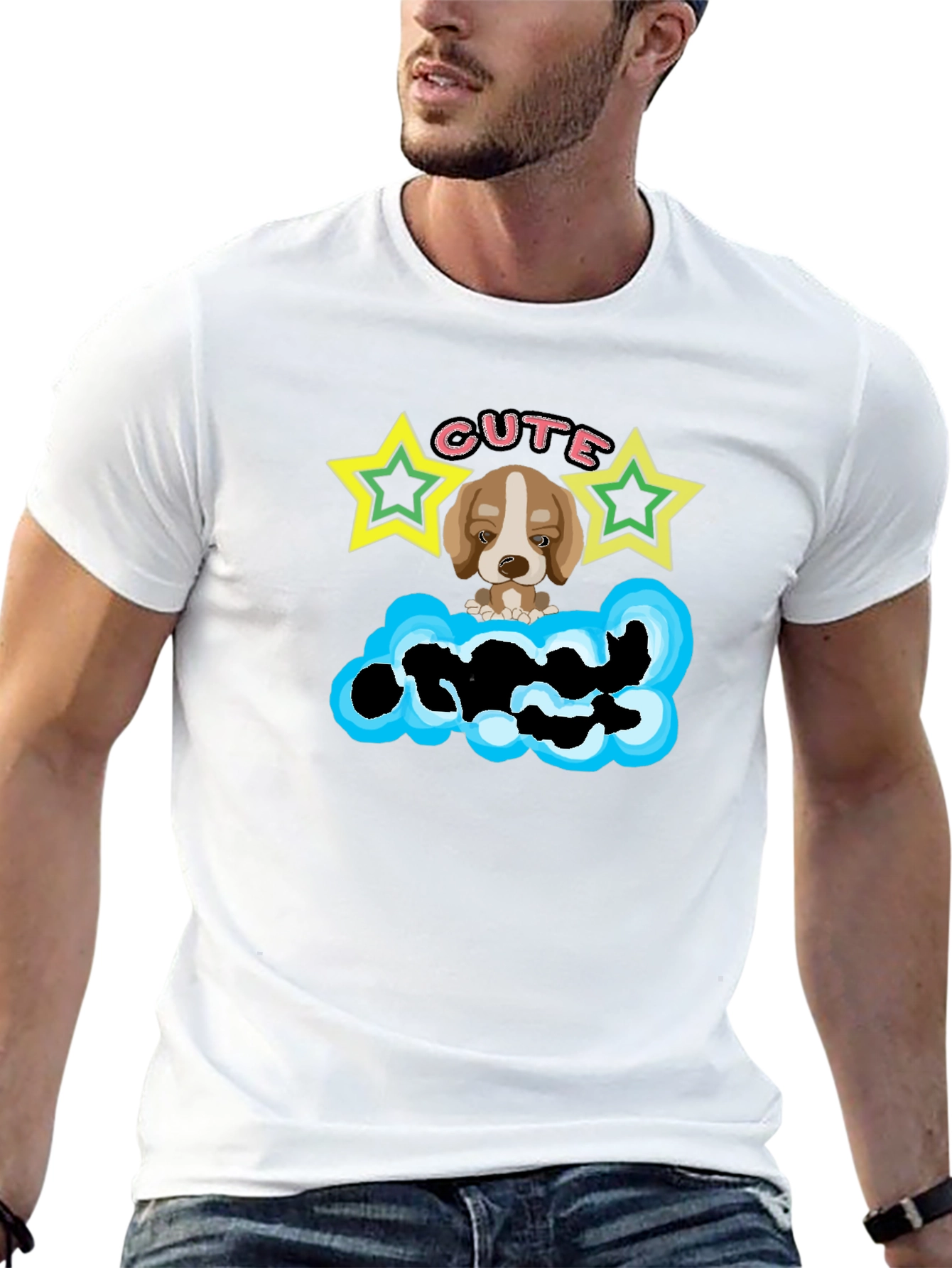 Cute Puppy Graphic T-Shirt - Cloud Design