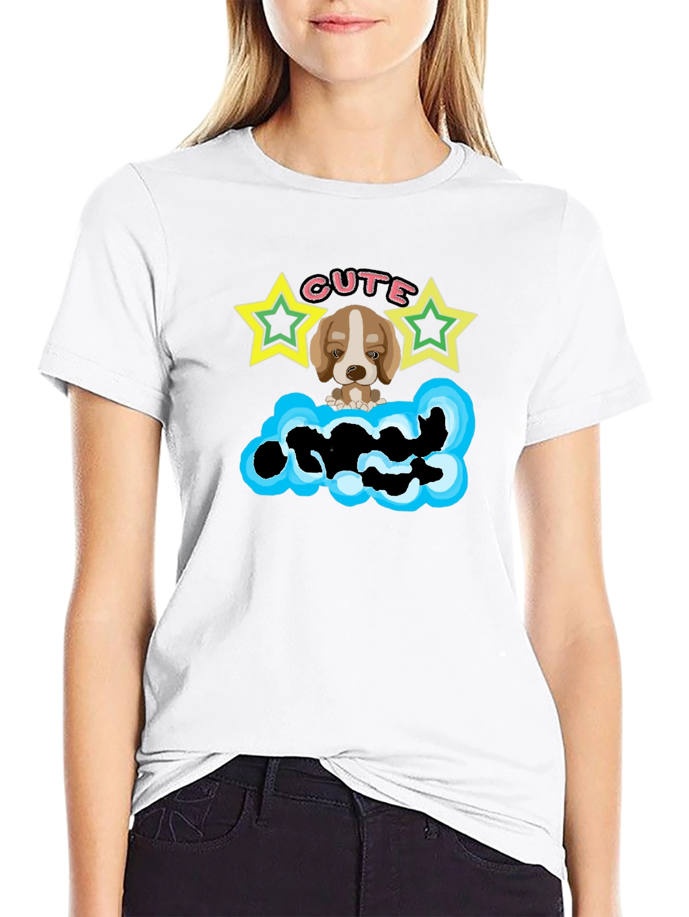 Cute Puppy Graphic T-Shirt - Cloud Design