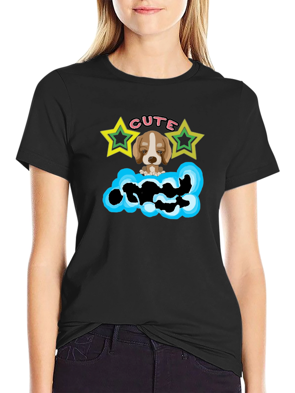 Cute Puppy Graphic T-Shirt - Cloud Design