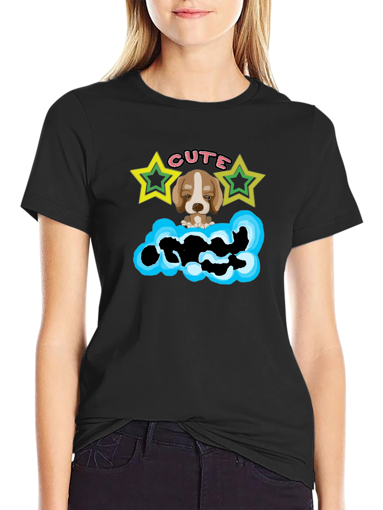 Cute Puppy Graphic T-Shirt - Cloud Design