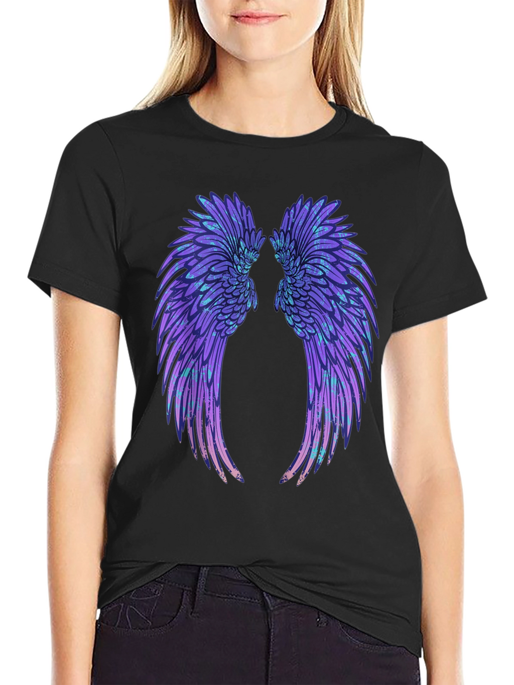 Angel Wings Graphic Black T-Shirt