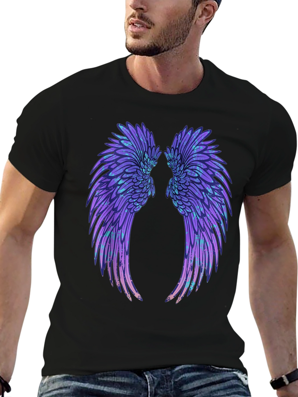 Angel Wings Graphic Black T-Shirt