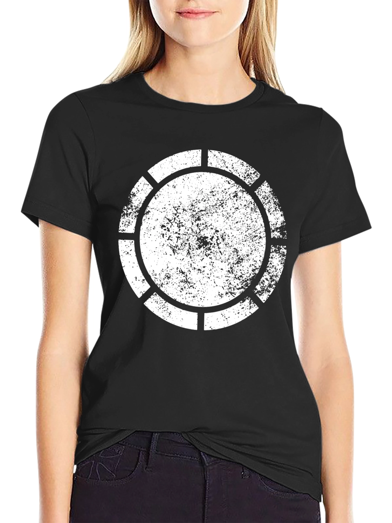 Distressed Circle Graphic Tee - Black
