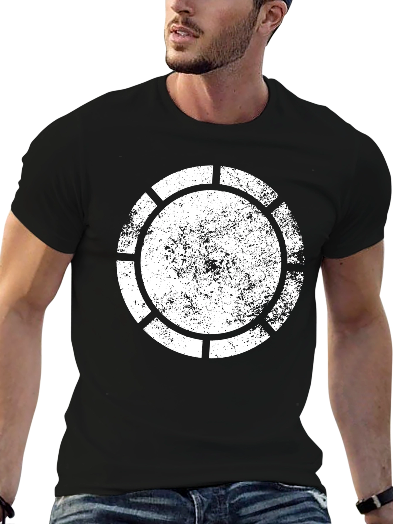 Distressed Circle Graphic Tee - Black