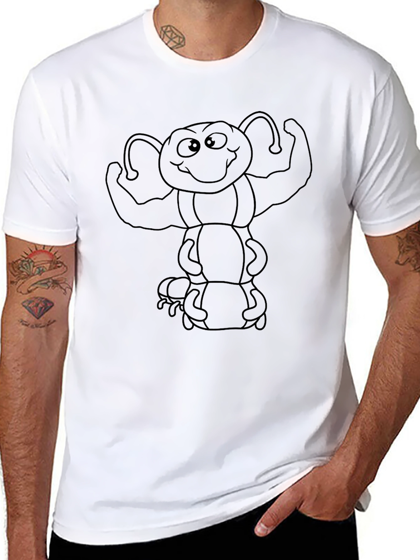Cartoon Caterpillar Black T-Shirt - Flex Your Style!