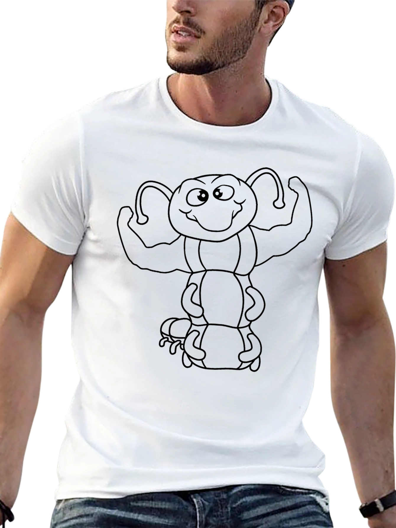 Cartoon Caterpillar Black T-Shirt - Flex Your Style!