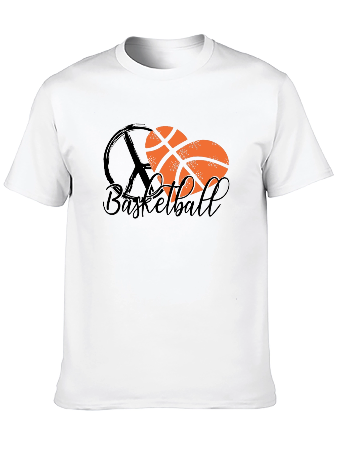Basketball Heart Peace Sign Black T-Shirt
