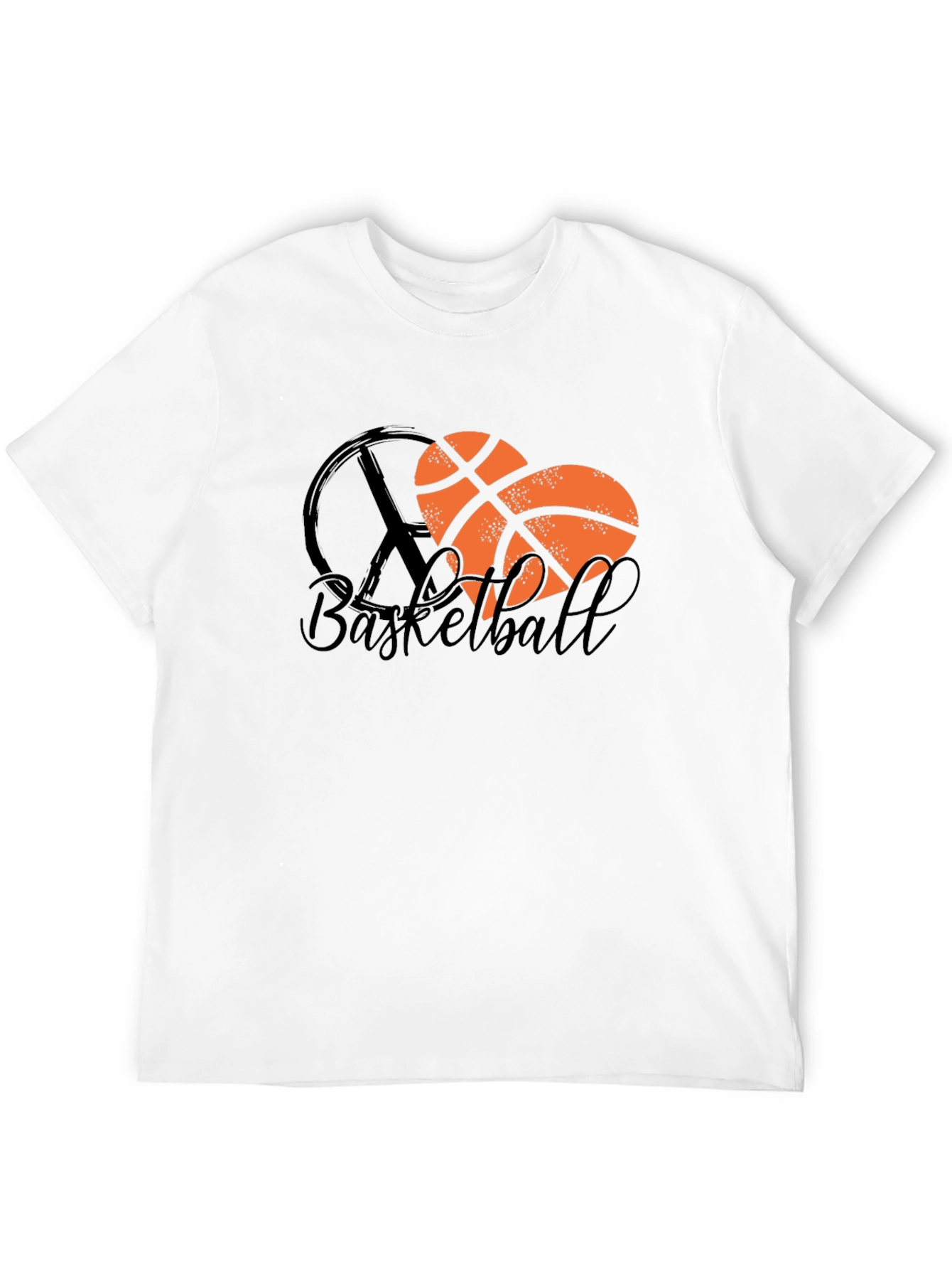 Basketball Heart Peace Sign Black T-Shirt
