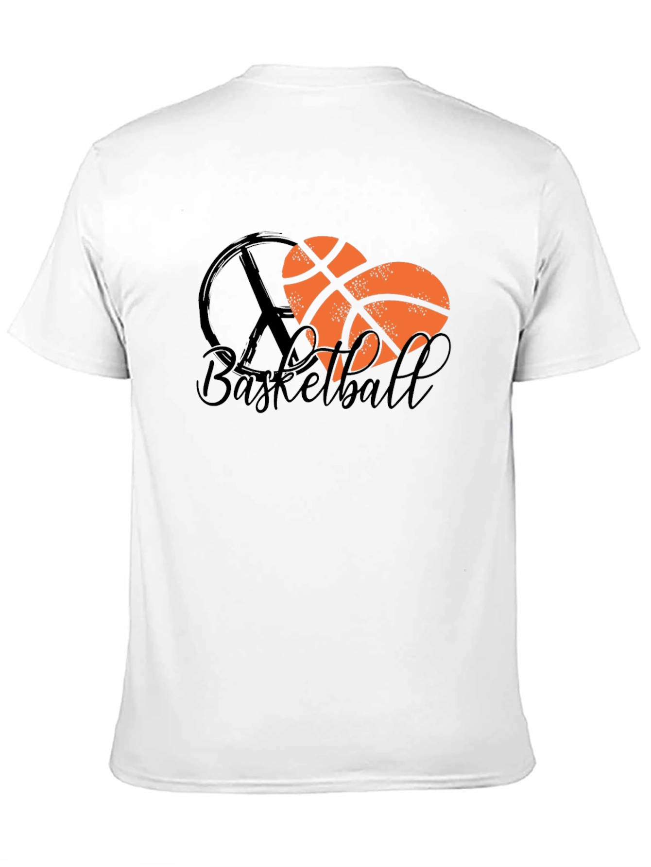 Basketball Heart Peace Sign Black T-Shirt