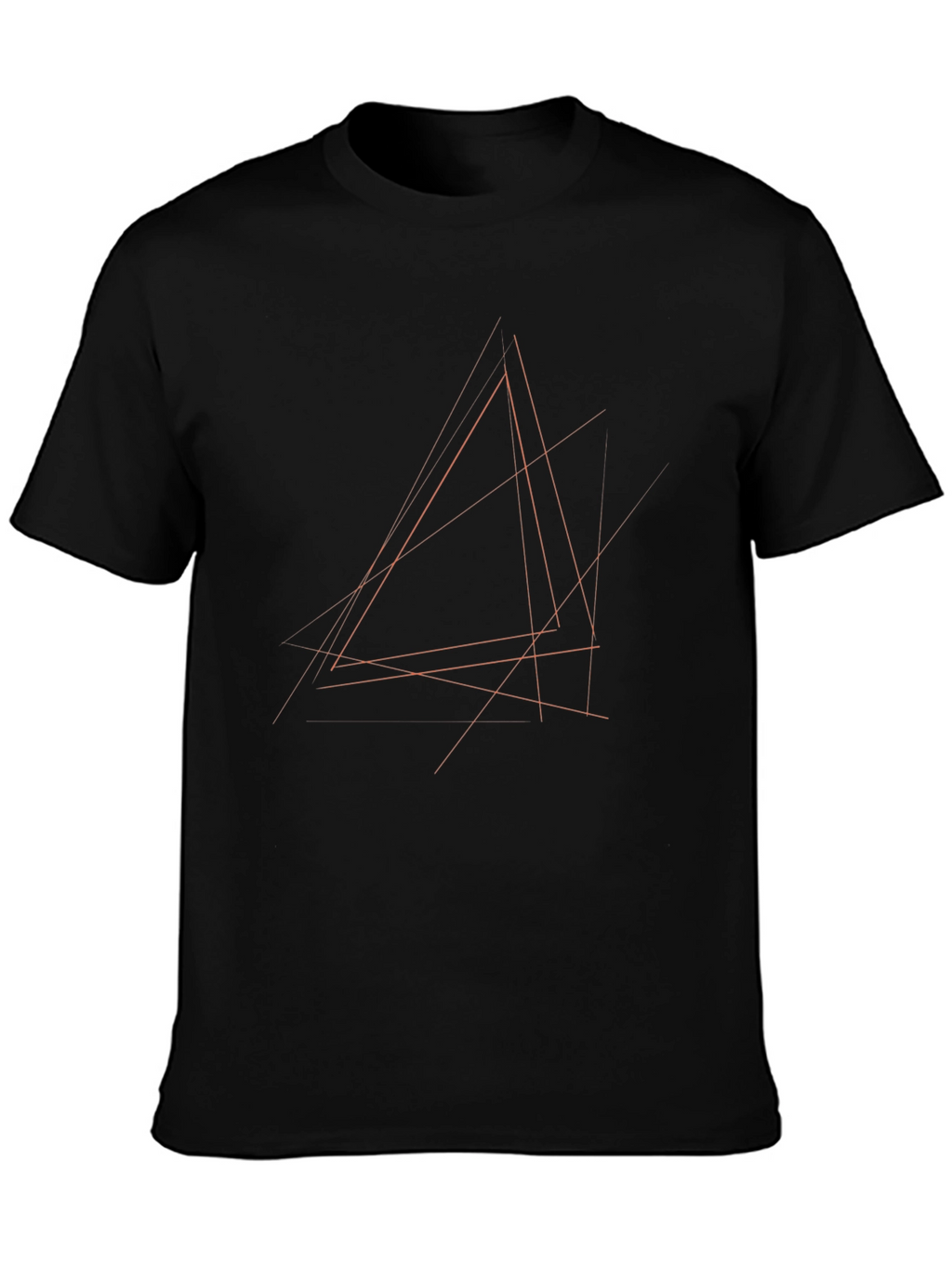 Abstract Geometric Lines Black T-Shirt