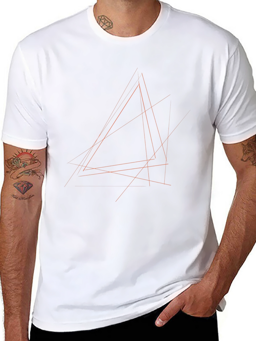 Abstract Geometric Lines Black T-Shirt