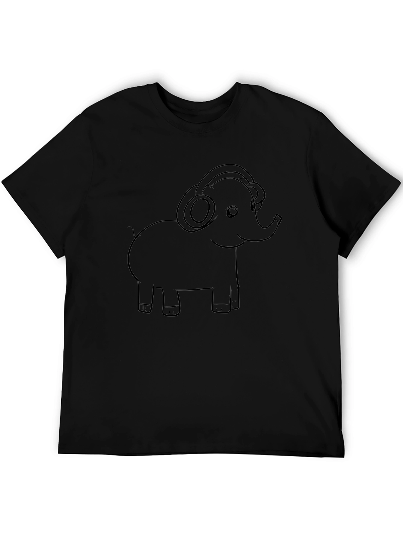 Elephant Headphones Graphic Tee - Black