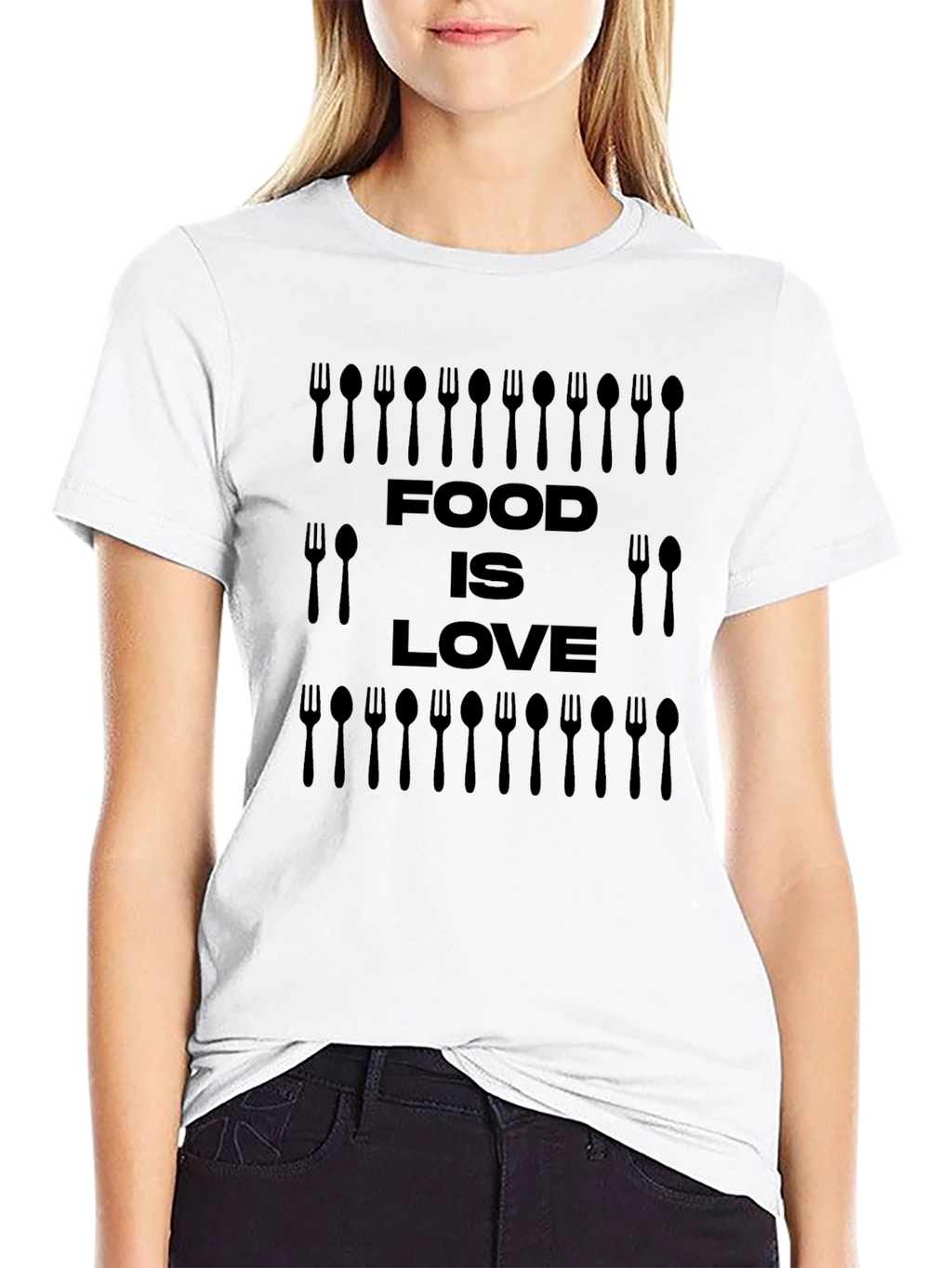Food is Love Black Graphic T-Shirt