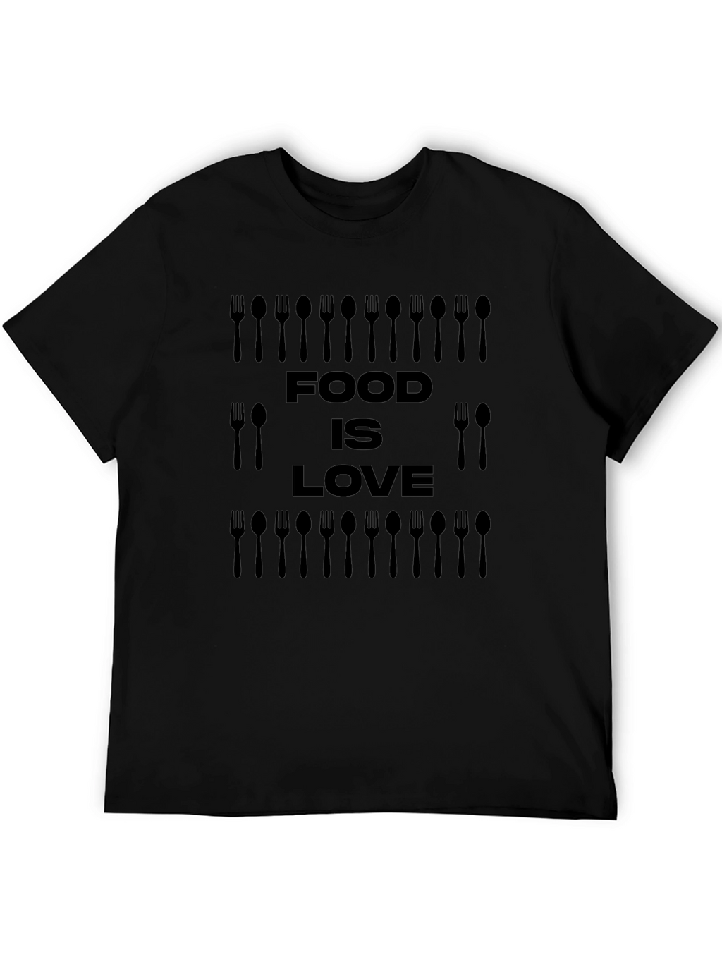 Food is Love Black Graphic T-Shirt