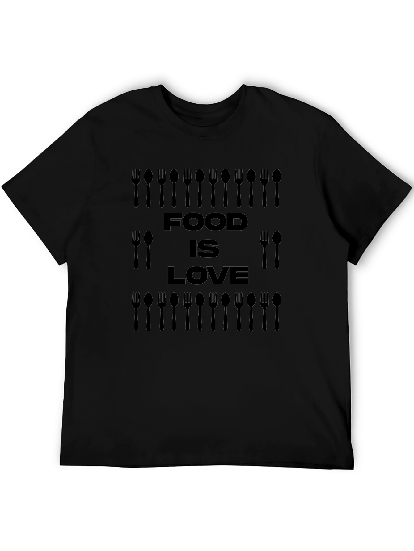 Food is Love Black Graphic T-Shirt
