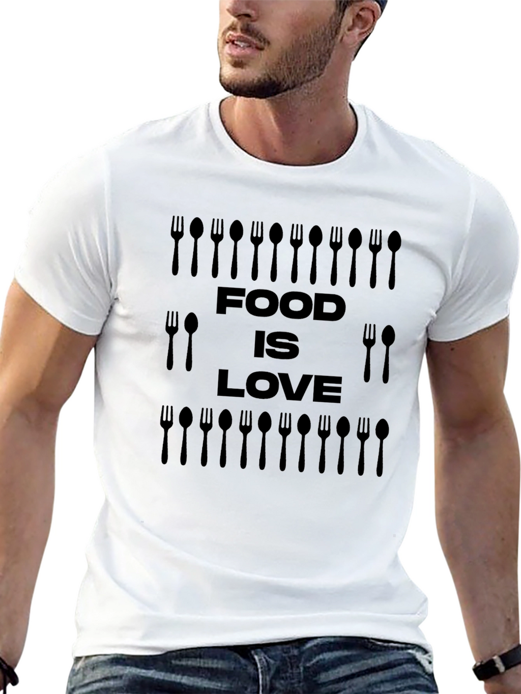 Food is Love Black Graphic T-Shirt