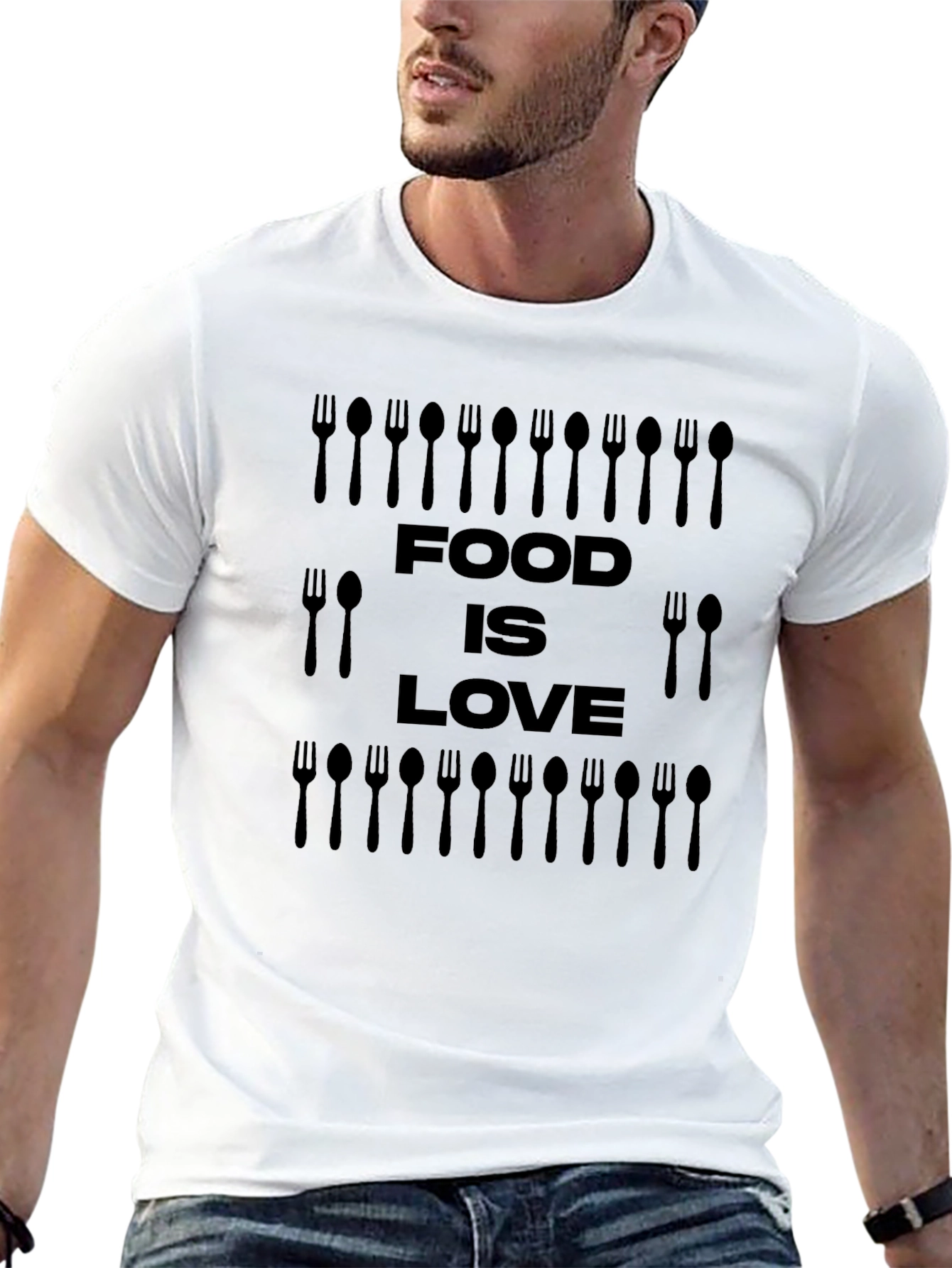 Food is Love Black Graphic T-Shirt