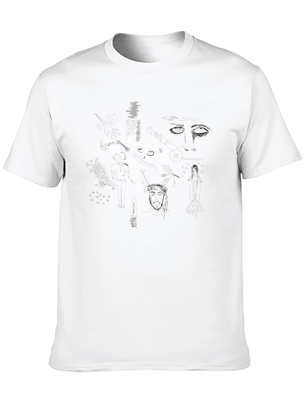 Abstract Sketch Print Black T-Shirt