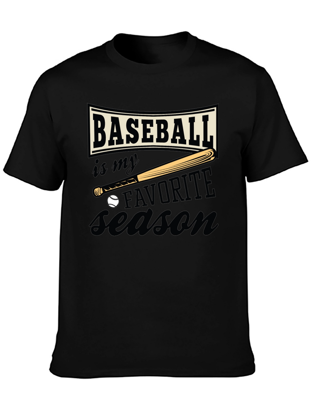 Baseball Favorite Season Black T-Shirt