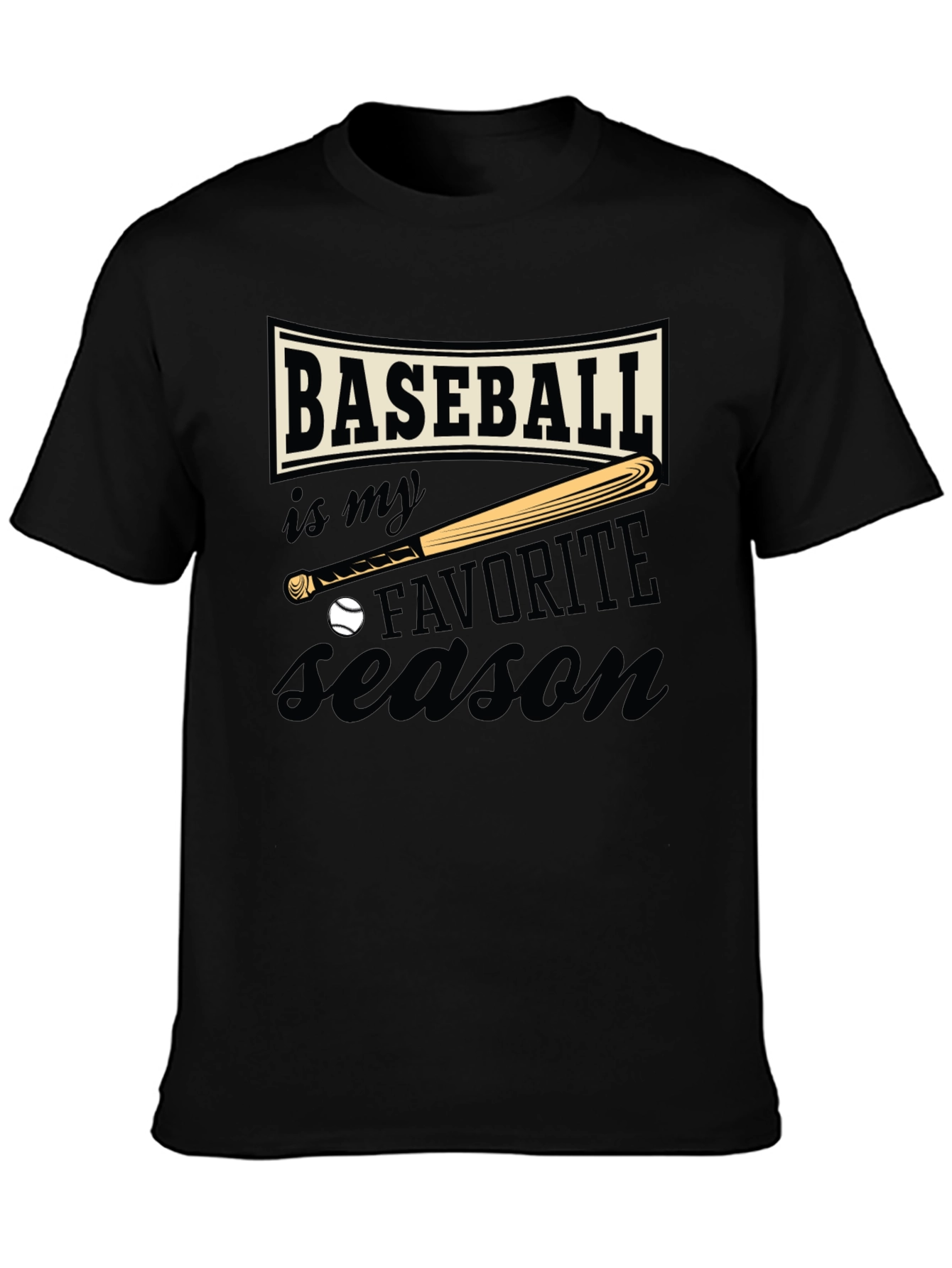 Baseball Favorite Season Black T-Shirt