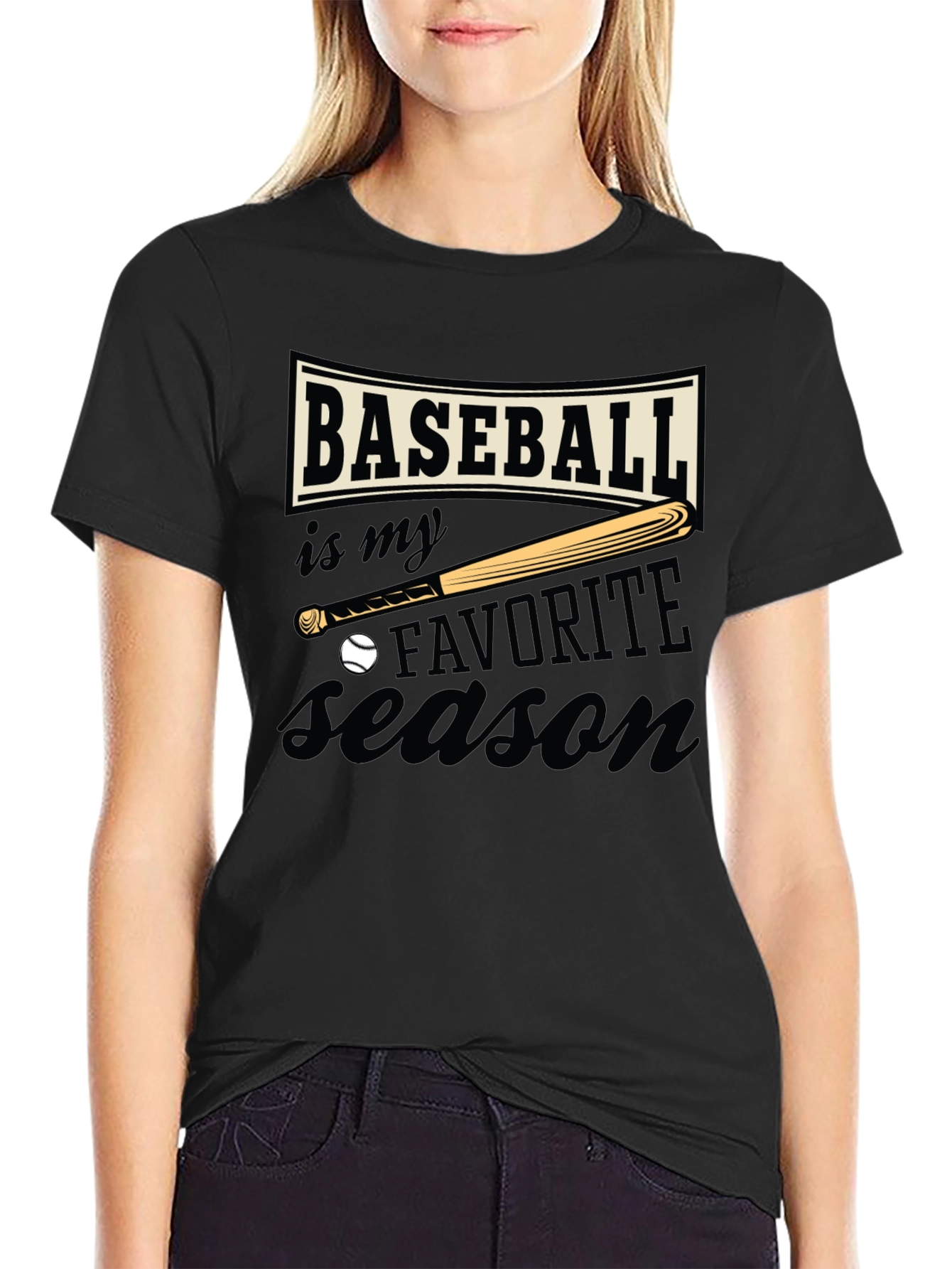 Baseball Favorite Season Black T-Shirt