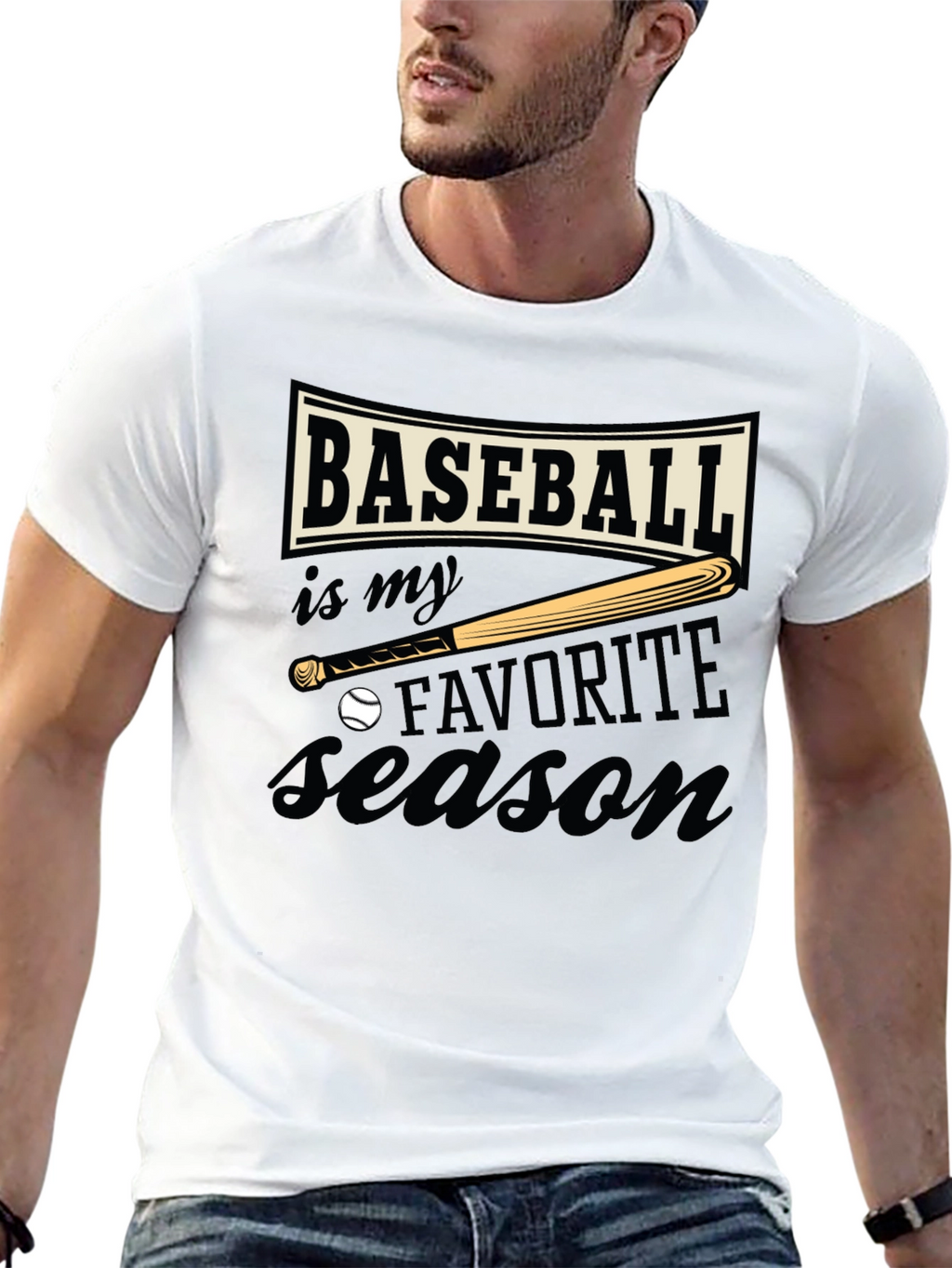 Baseball Favorite Season Black T-Shirt