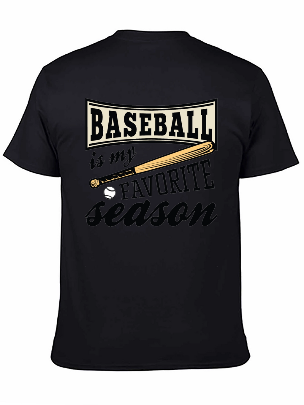 Baseball Favorite Season Black T-Shirt