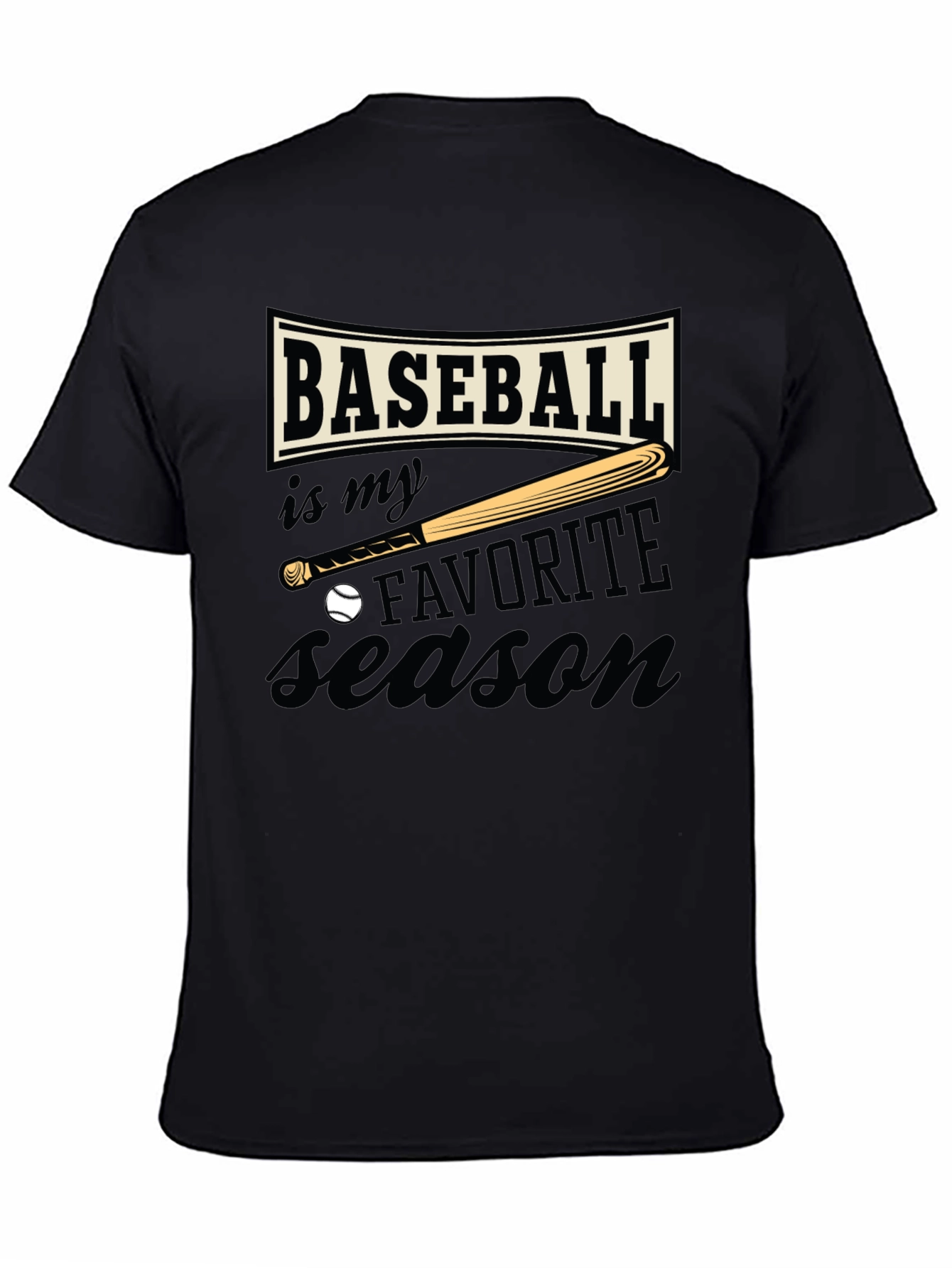 Baseball Favorite Season Black T-Shirt