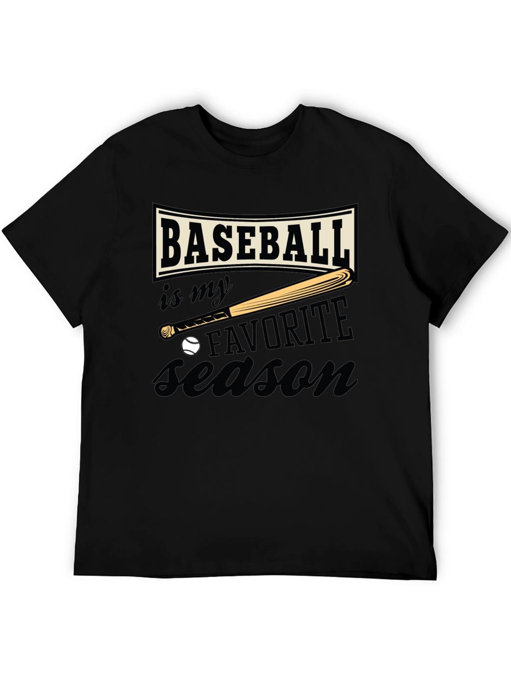 Baseball Favorite Season Black T-Shirt