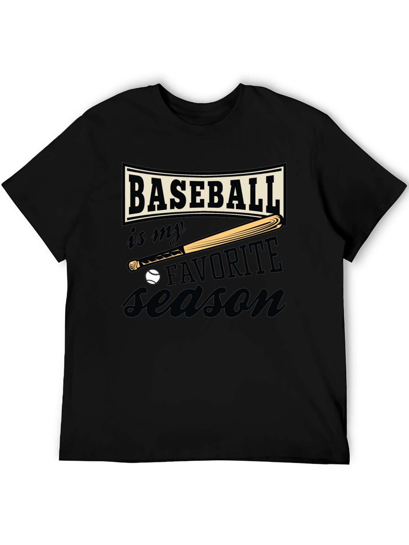 Baseball Favorite Season Black T-Shirt
