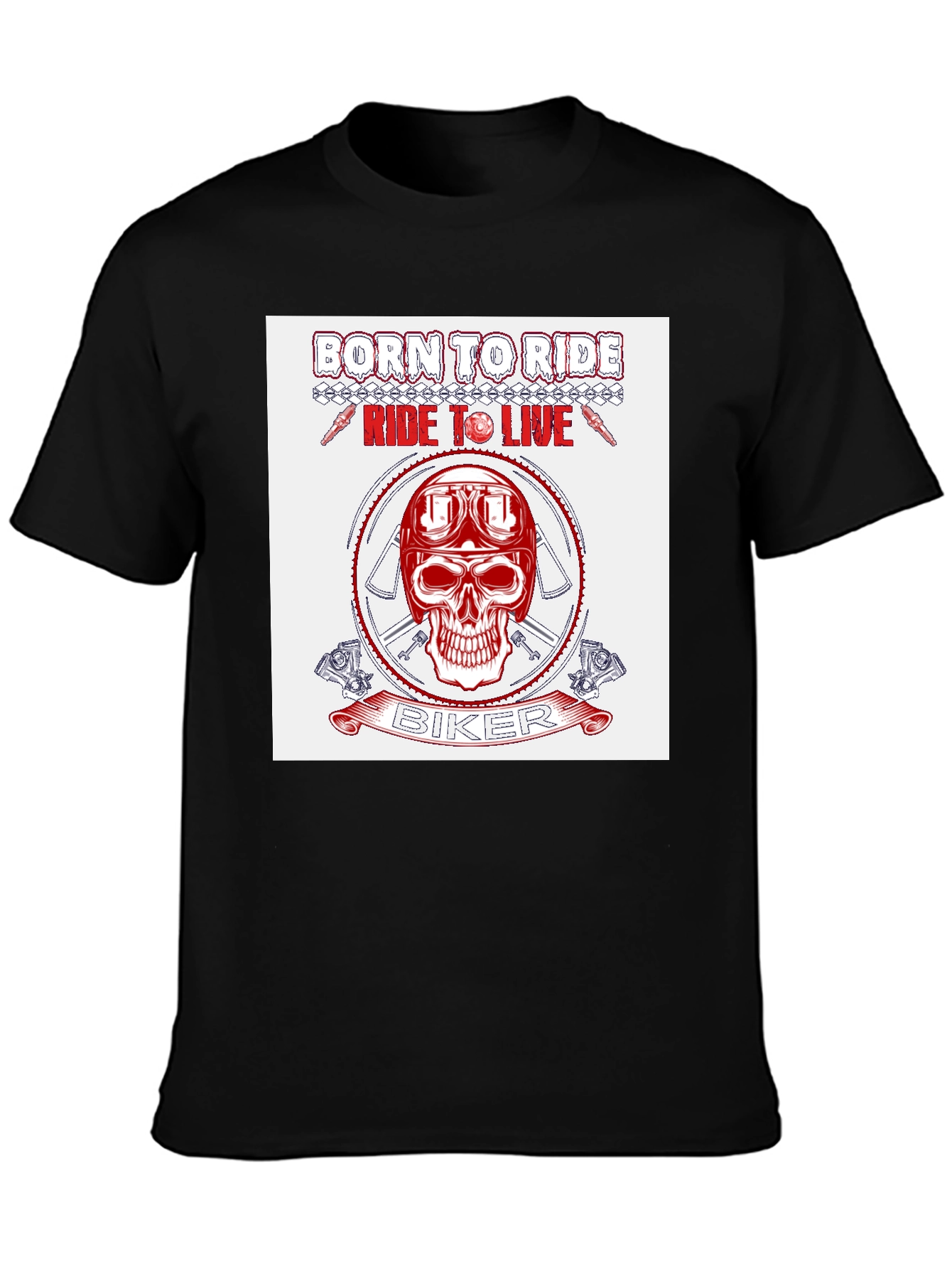 Biker Skull Graphic T-Shirt - Ride to Live Design