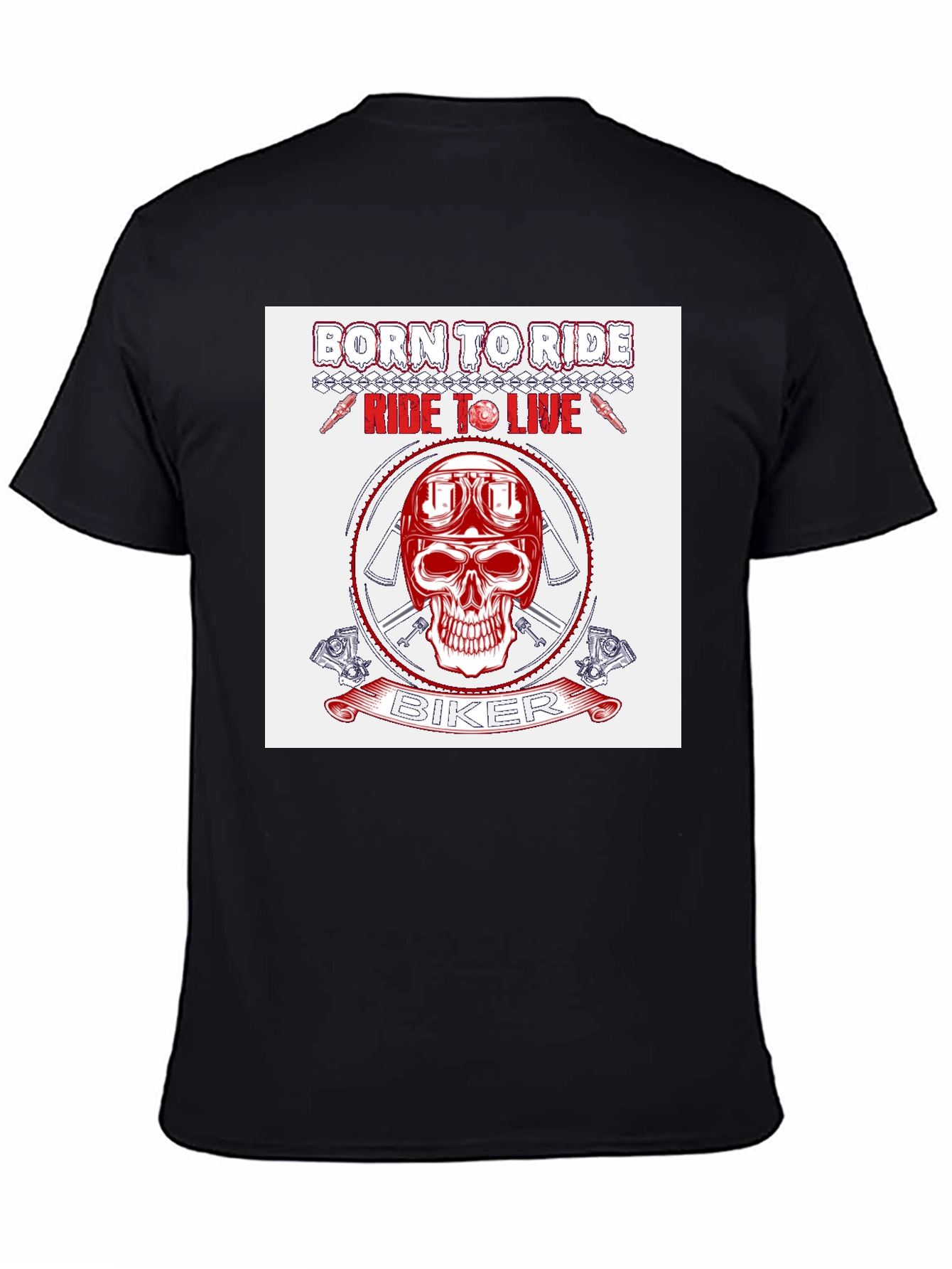 Biker Skull Graphic T-Shirt - Ride to Live Design